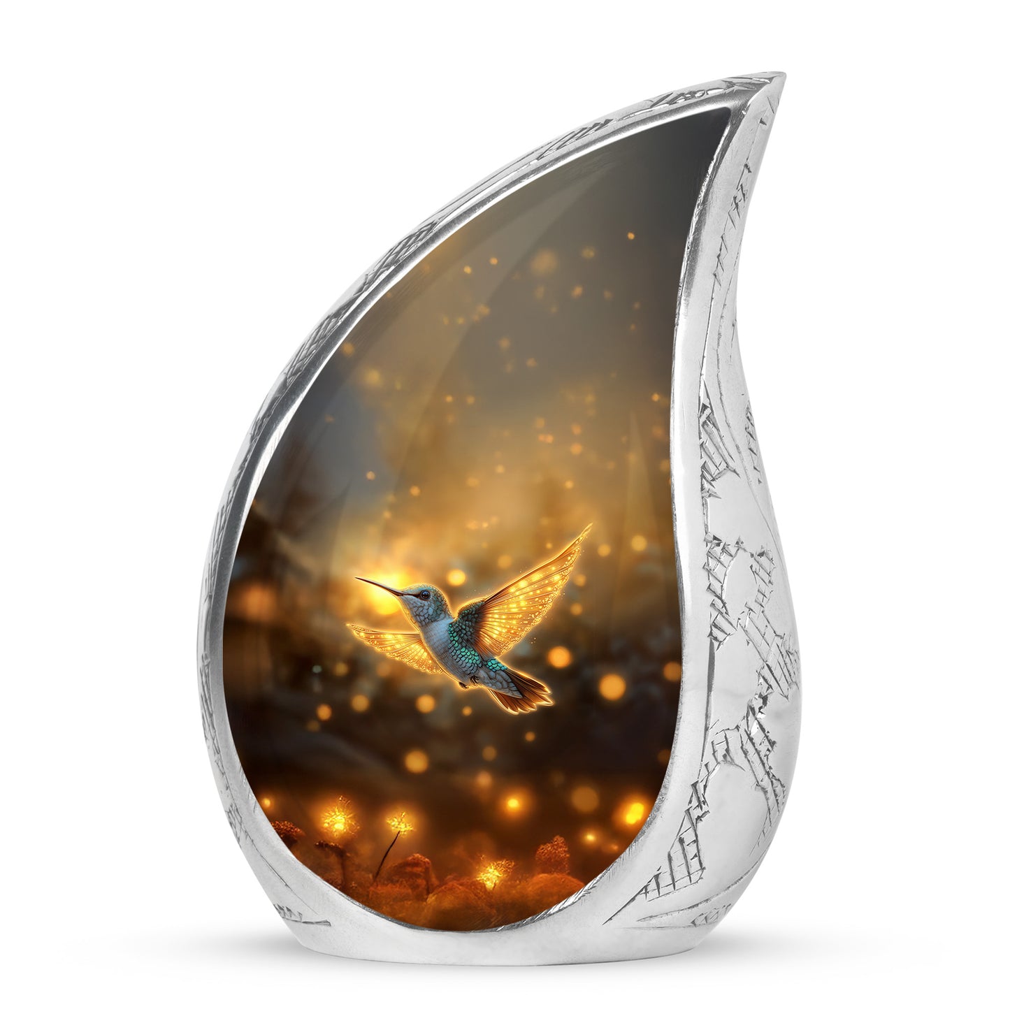 Personalized Hummingbird Cremation Urns - Eminent Gold 10-inch, 200 cu in - Yatskia