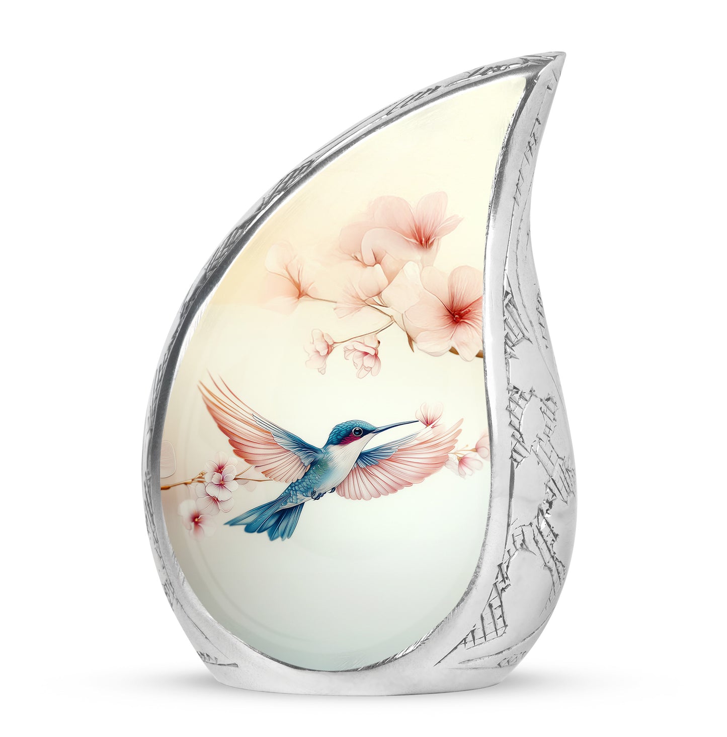 Dignified White Hummingbird Cremation Urn for Ashes - 10-inch, 200 cu in - Yatskia