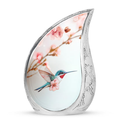 Sublime Hummingbird Cremation Urns for Human Ashes - Silver 10-inch - Yatskia