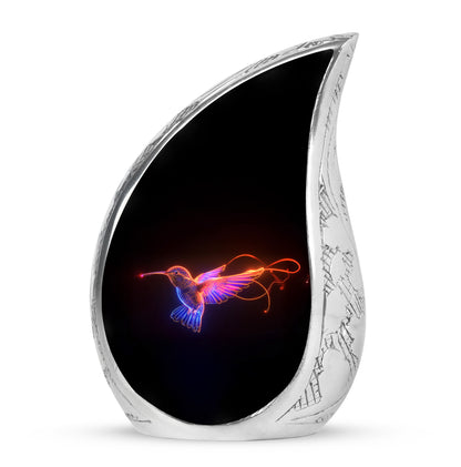 Black Resounding Hummingbird Memorial Urn for Ashes - 10-inch, 200 cu in - Yatskia