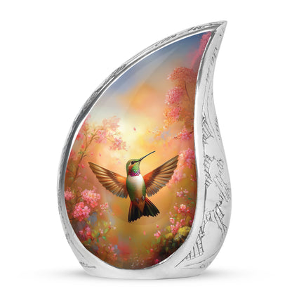 Gold Exquisite Hummingbird Memorial Urn for Ashes - 10-inch, 200 cu in - Yatskia