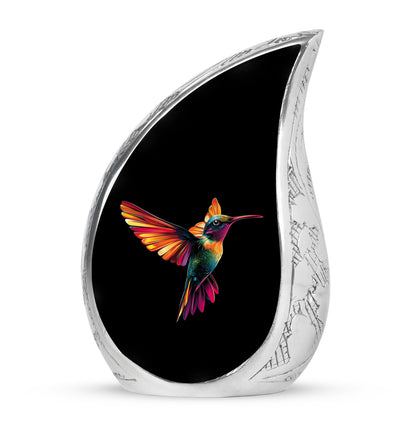 Black Hummingbird Embrace Cremation Urns for Human Ashes - 10-inch, 200 cu in - Yatskia