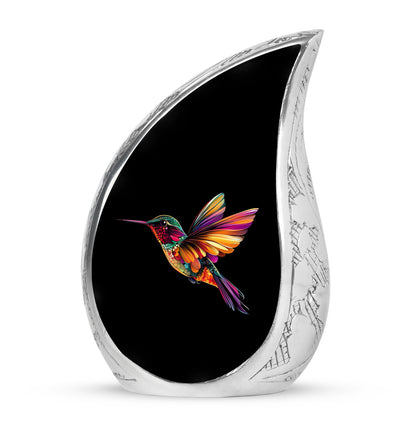Personalized Hummingbird Cremation Urns - Eminent Black 10-inch, 200 cu in - Yatskia