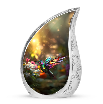 Gold Hummingbird Guardian Cremation Urns for Human Ashes - 10-inch, 200 cu in - Yatskia