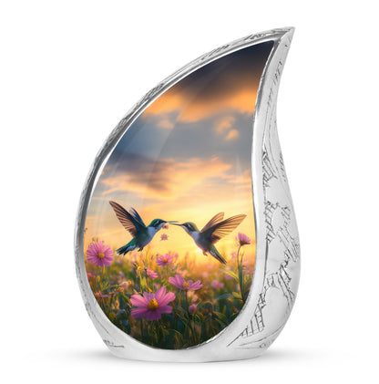 Personalized Elegant Hummingbird Cremation Urns - Blue 10-inch, 200 cu in - Yatskia