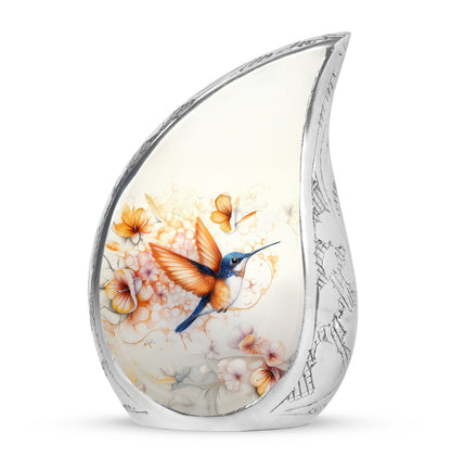 Distinguished Gray Hummingbird Cremation Urn for Ashes - 10-inch, 200 cu in - Yatskia