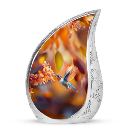 Gold Sacred Hummingbird Cremation Urns for Human Ashes - 10-inch, 200 cu in - Yatskia