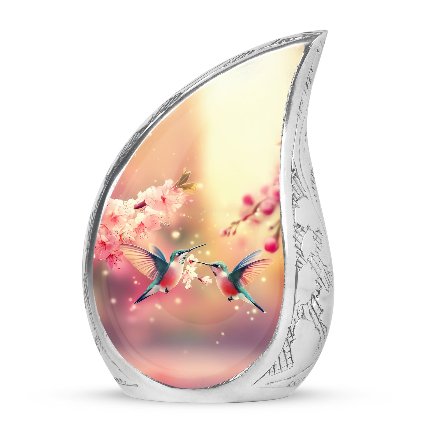 Gold Breathtaking Hummingbird Memorial Urn for Ashes - 10-inch, 200 cu in - Yatskia