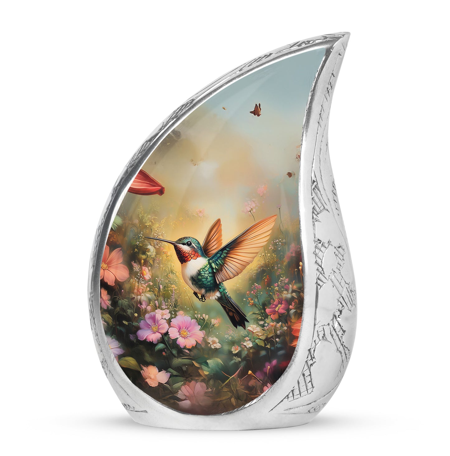 Gold Stately Hummingbird Cremation Urns for Human Ashes - 10-inch, 200 cu in - Yatskia