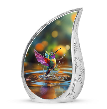 Green Breathtaking Hummingbird Memorial Urn for Ashes - 10-inch, 200 cu in - Yatskia