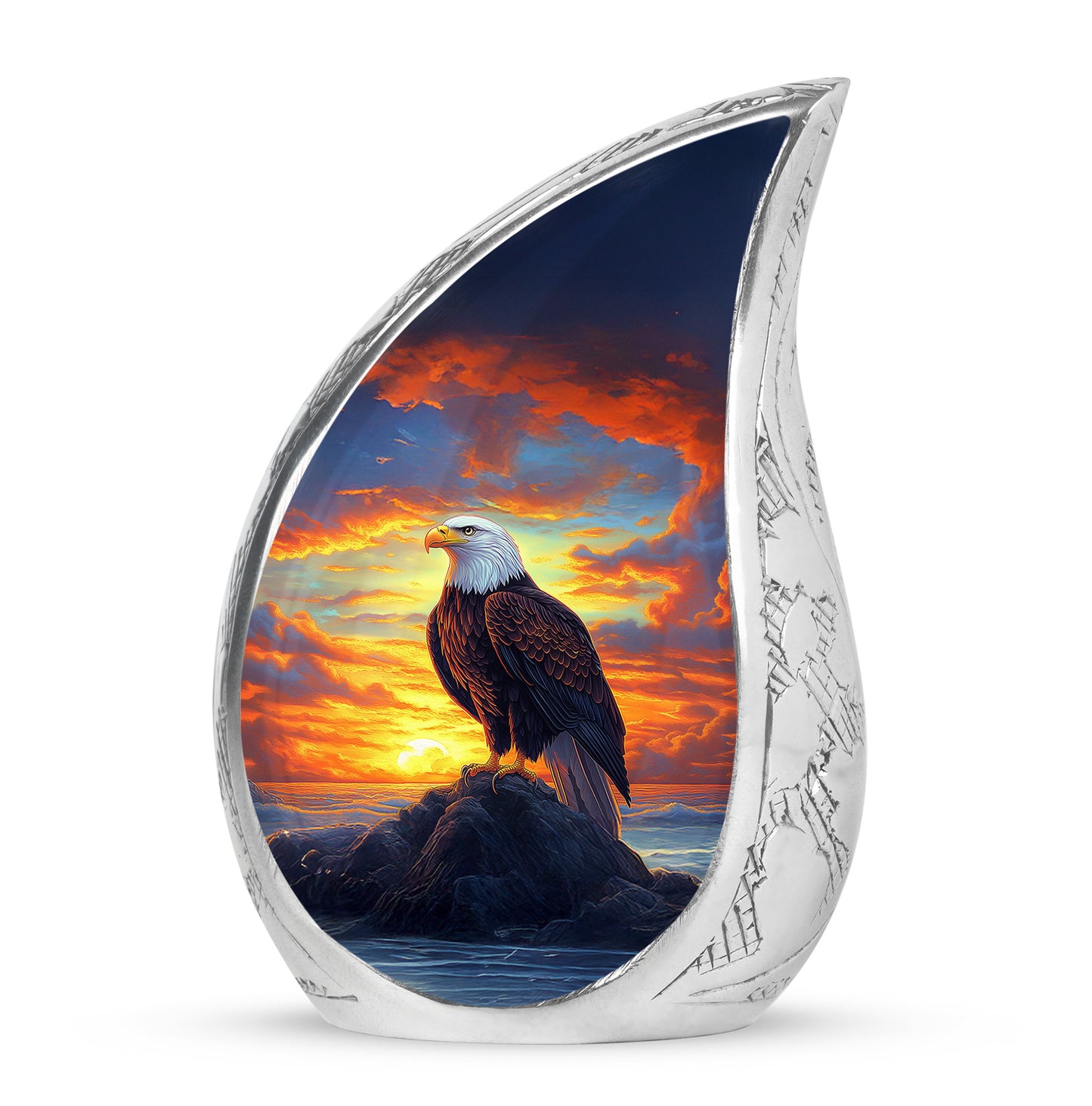 Stunning Blue Eagle Heritage Urn for Human Ashes - 10-inch, 200 cu in - Yatskia
