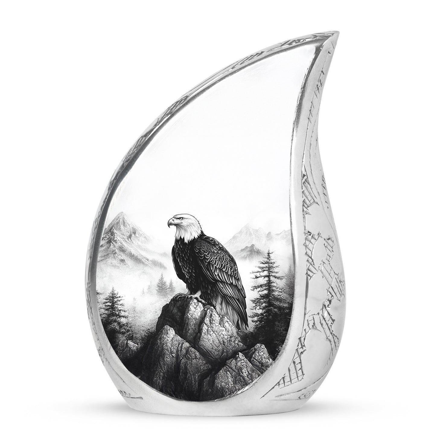 Personalized Silver Revered Eagle Cremation Urns for Human Ashes - 10-inch, 200 cu in - Yatskia