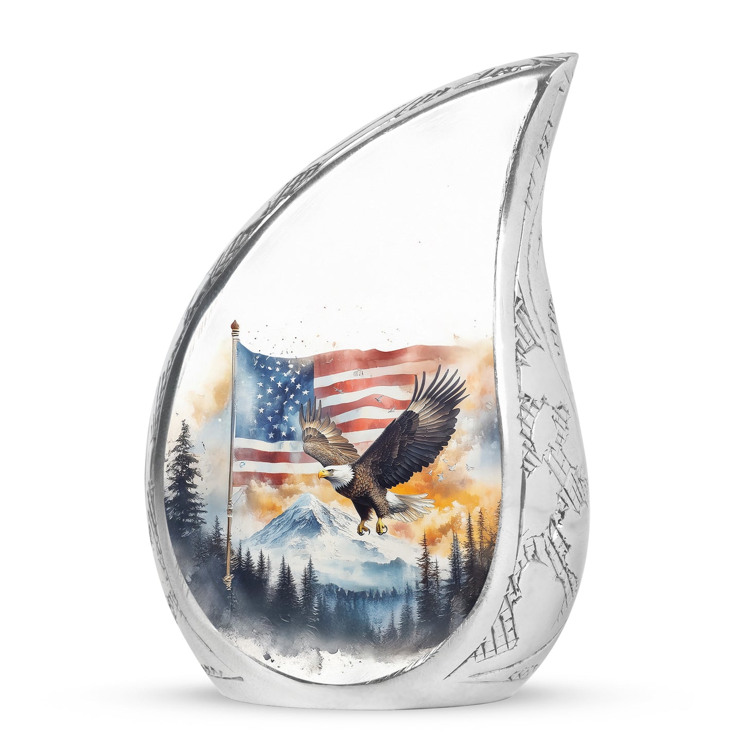 Silver Eagle Sanctuary Cremation Urns for Human Ashes - 10-inch, 200 cu in - Yatskia