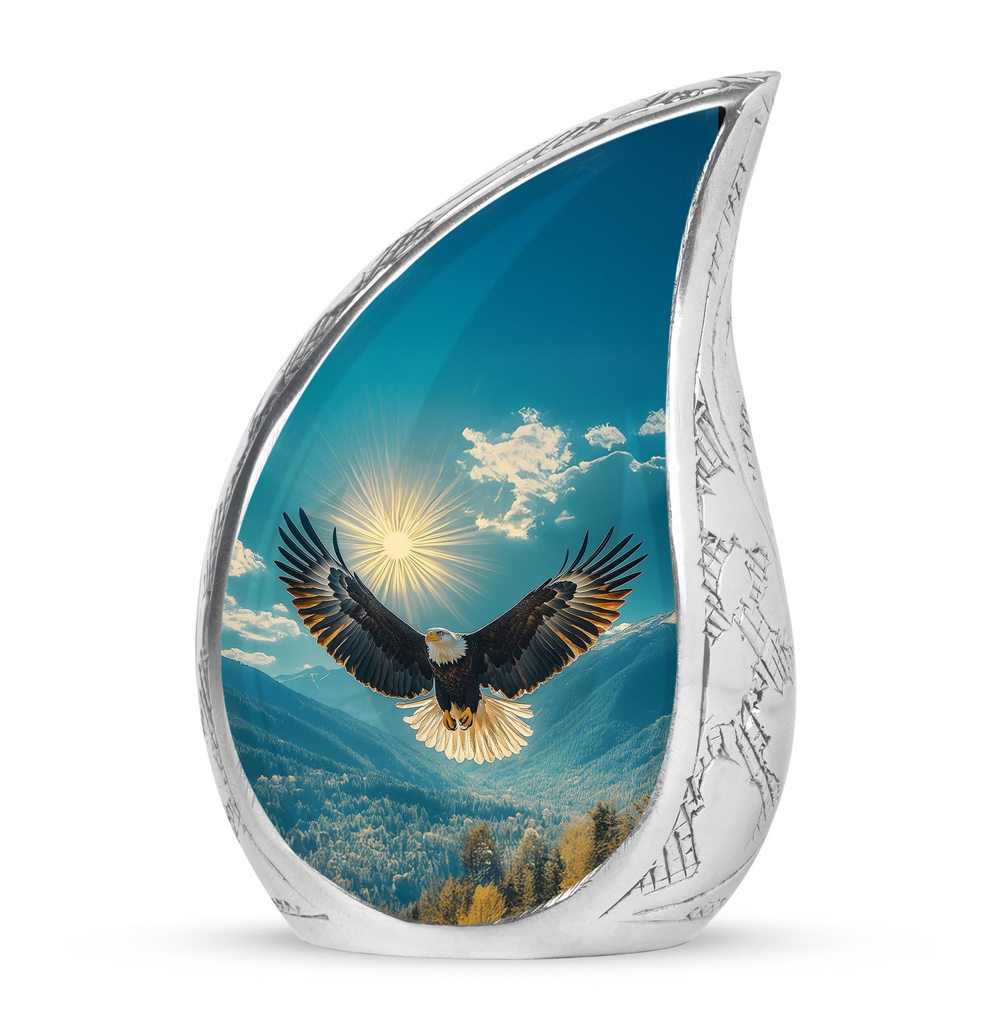 Teal Venerable Eagle Cremation Urns for Human Ashes - 10-inch, 200 cu in - Yatskia