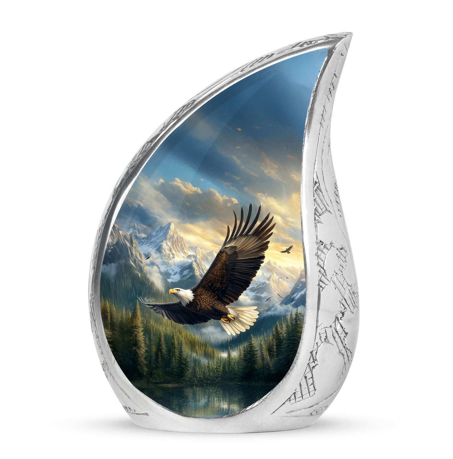 Personalized Eagle Cremation Urns - Wondrous Blue 10-inch, 200 cu in - Yatskia
