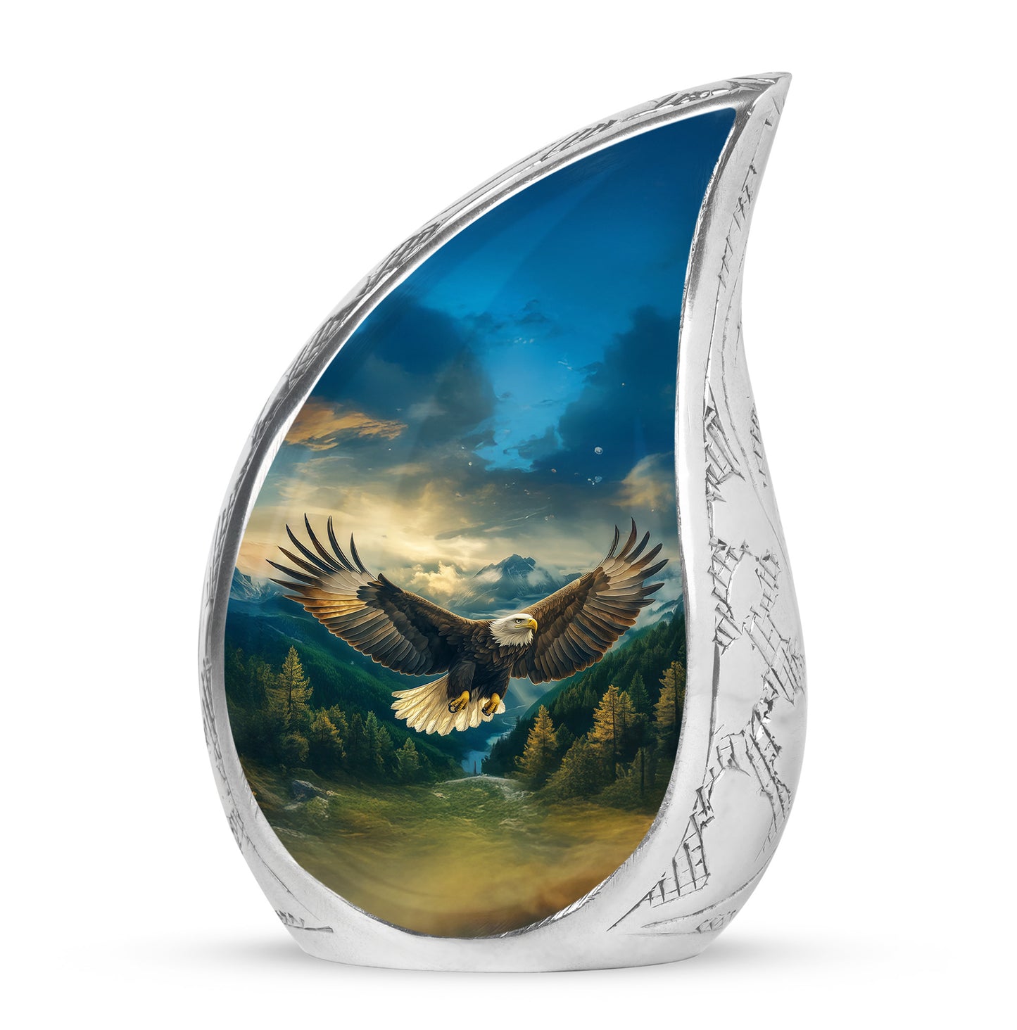 Resplendent Blue Eagle Cremation Urn for Ashes - 10-inch, 200 cu in - Yatskia