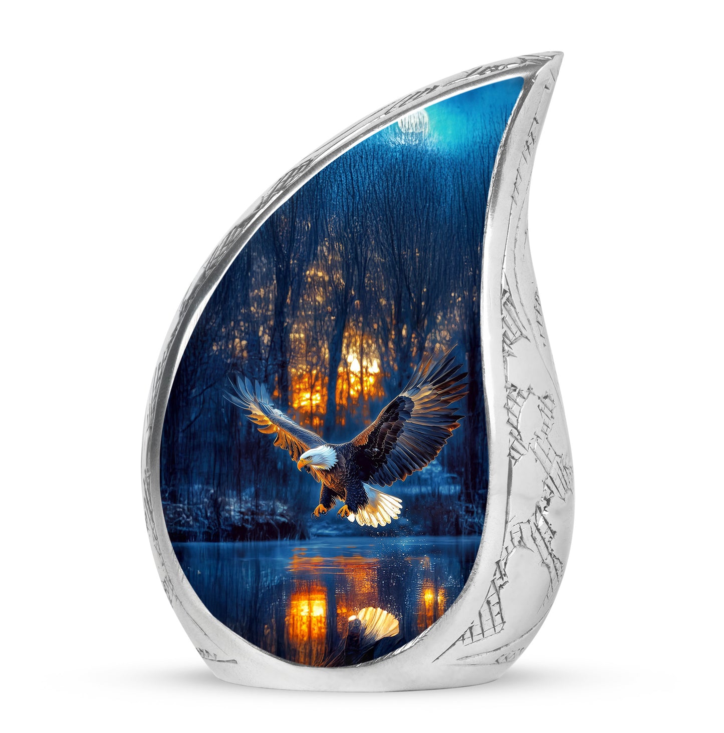 Personalized Eagle Cremation Urns - Wondrous Blue 10-inch, 200 cu in - Yatskia