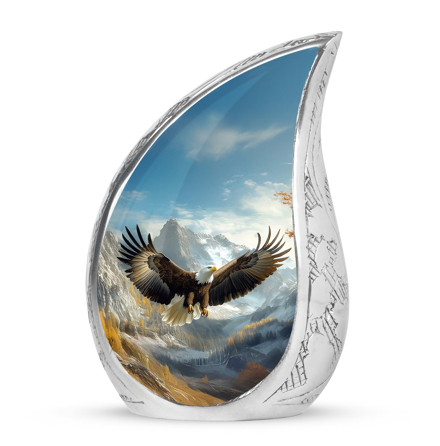 Personalized Blue Revered Eagle Cremation Urns for Human Ashes - 10-inch, 200 cu in - Yatskia