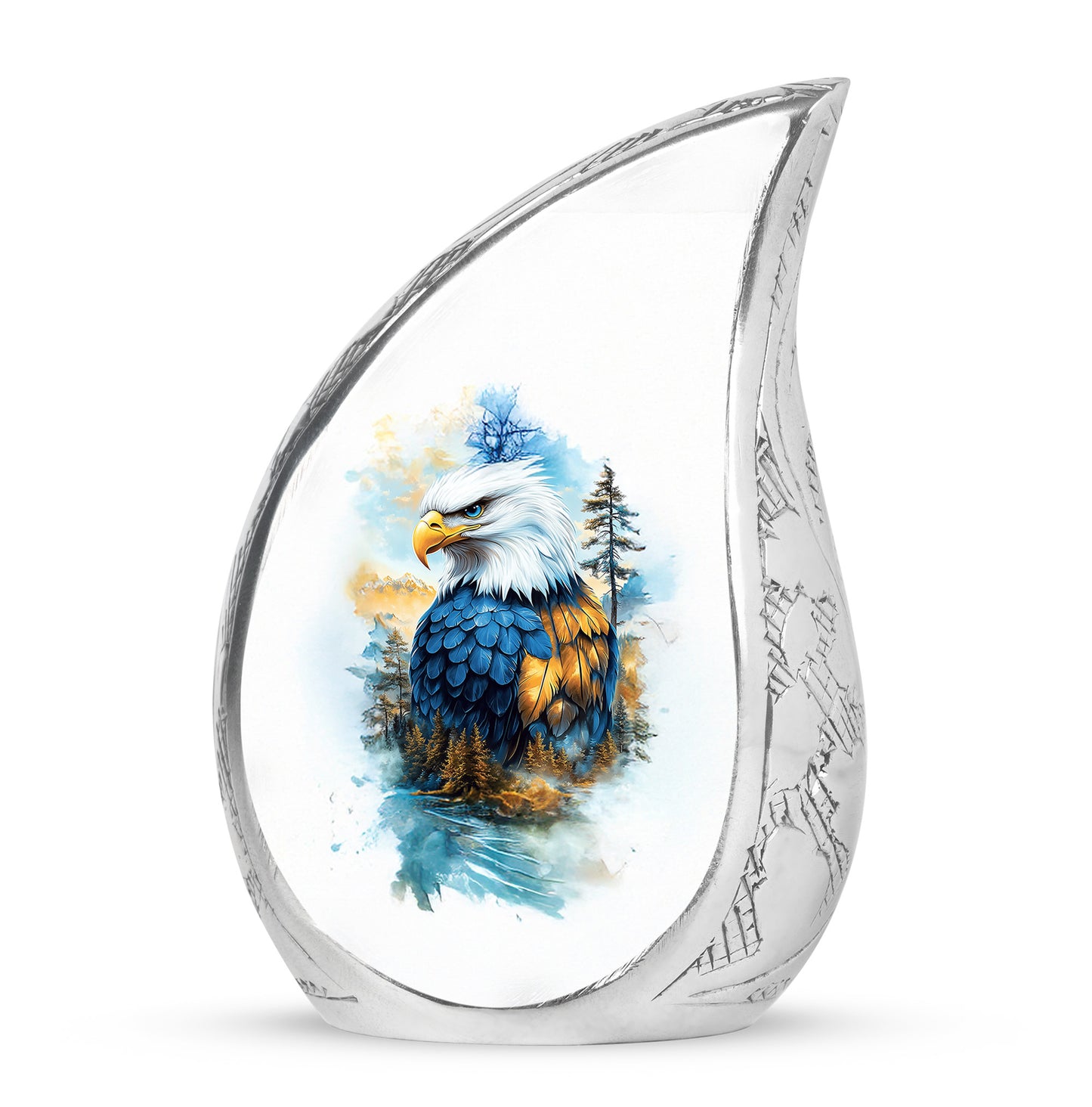 Personalized Elegant Eagle Cremation Urns - Silver 10-inch, 200 cu in - Yatskia