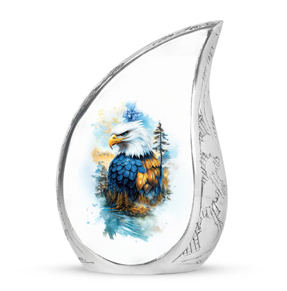 Personalized Elegant Eagle Cremation Urns - Silver 10-inch, 200 cu in - Yatskia