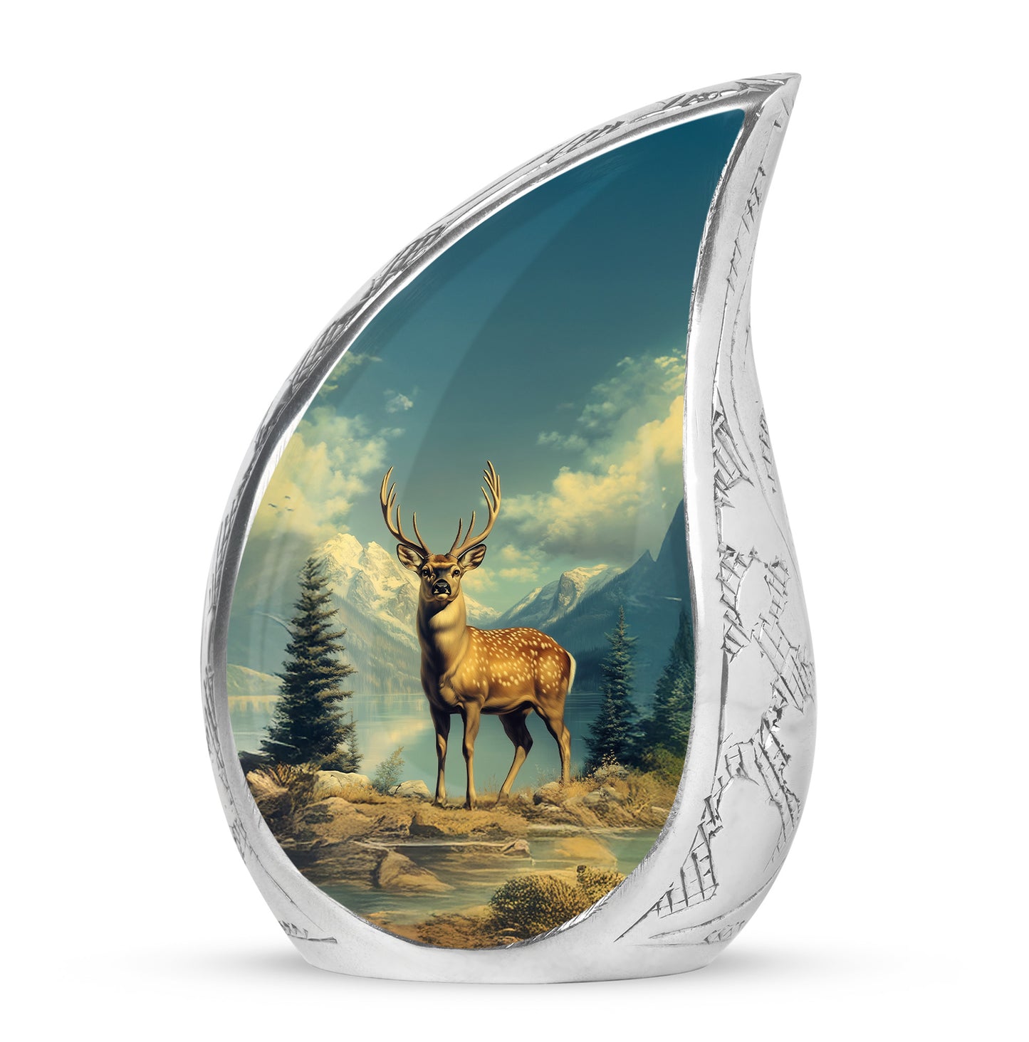 Personalized Teal Deer Cremation Urns for Ashes - Transcendent 10-inch - Yatskia