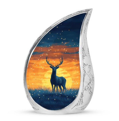Illustrious Deer Memorial Cremation Urns - Blue 10-inch, 200 cu in - Yatskia