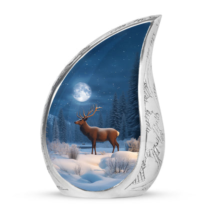 Blue Serene Deer Memorial Urn for Ashes - 10-inch, 200 cu in - Yatskia
