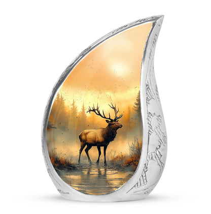 Personalized Gold Cherished Deer Cremation Urns for Human Ashes - 10-inch, 200 cu in - Yatskia