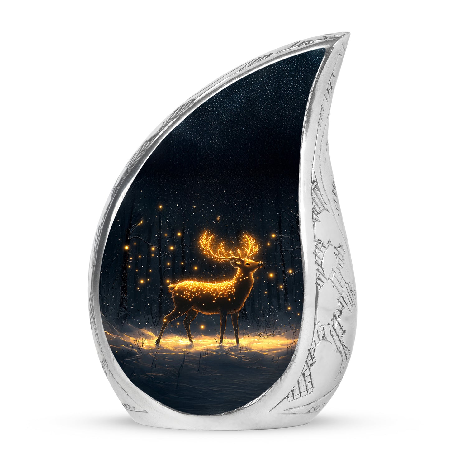 Inspiring Black Deer Remembrance Urn for Human Ashes - 10-inch, 200 cu in - Yatskia