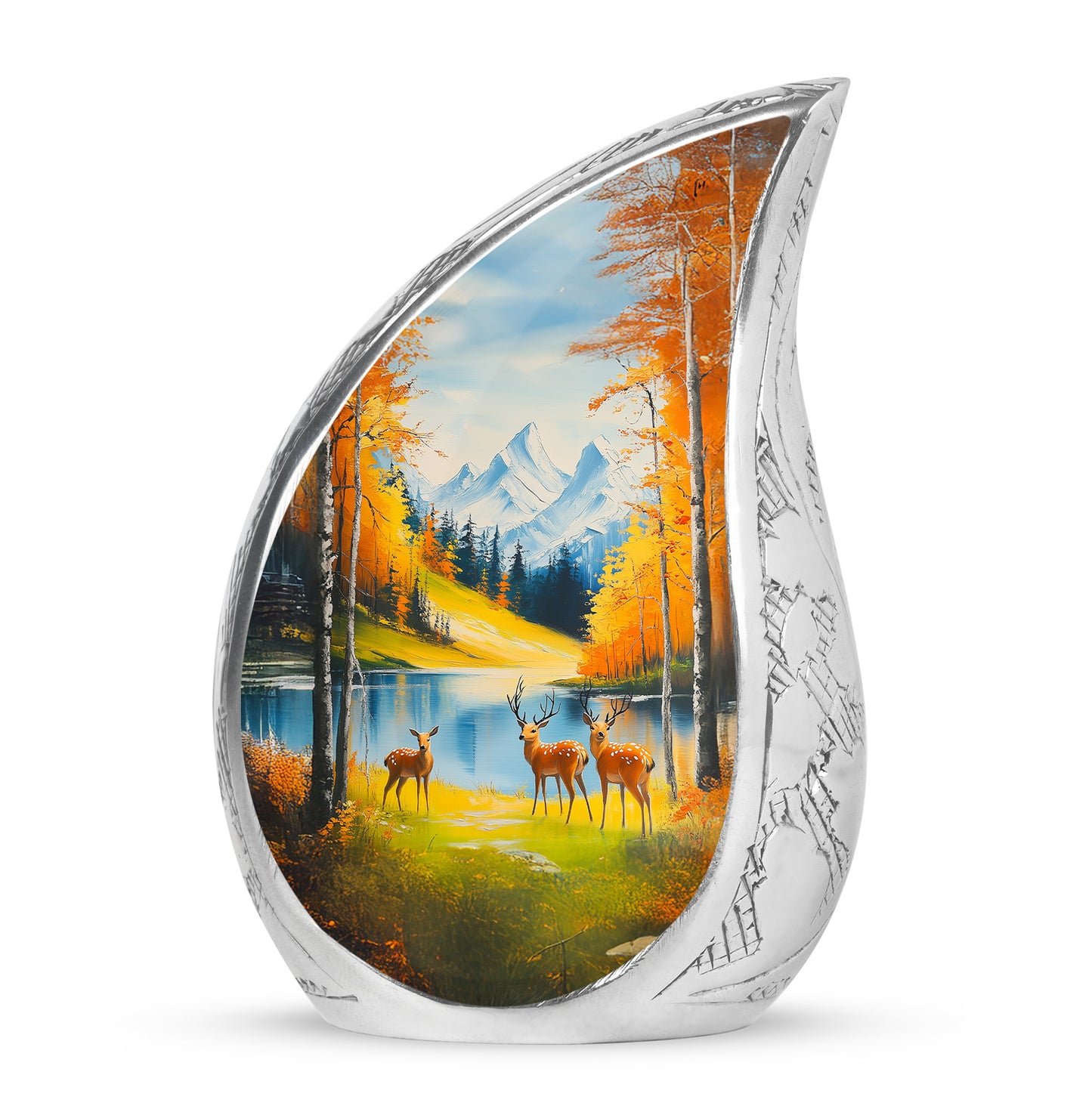 Blessed Deer Cremation Urns for Human Ashes - Teal 10-inch - Yatskia