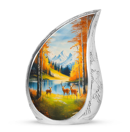 Blessed Deer Cremation Urns for Human Ashes - Teal 10-inch - Yatskia