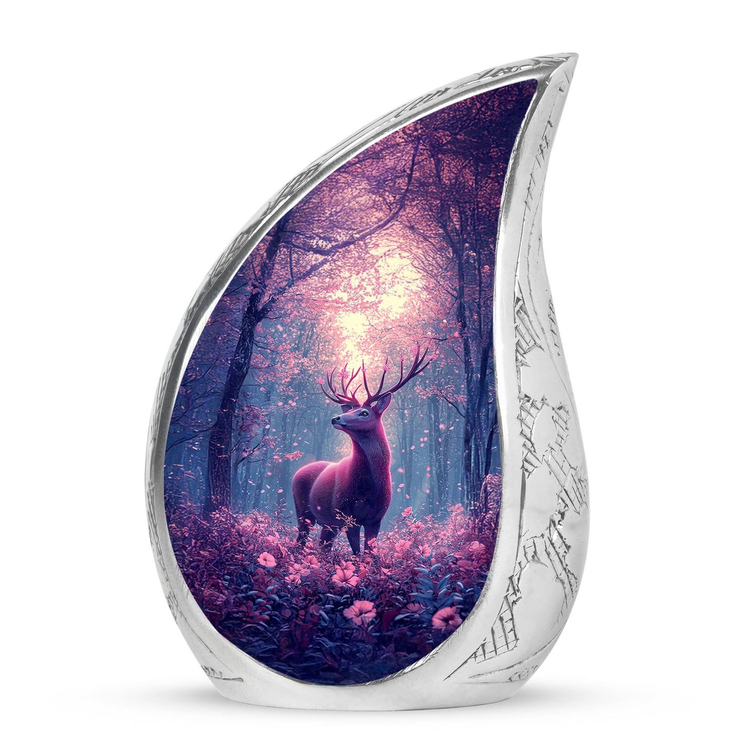 Blue Breathtaking Deer Memorial Urn for Ashes - 10-inch, 200 cu in - Yatskia