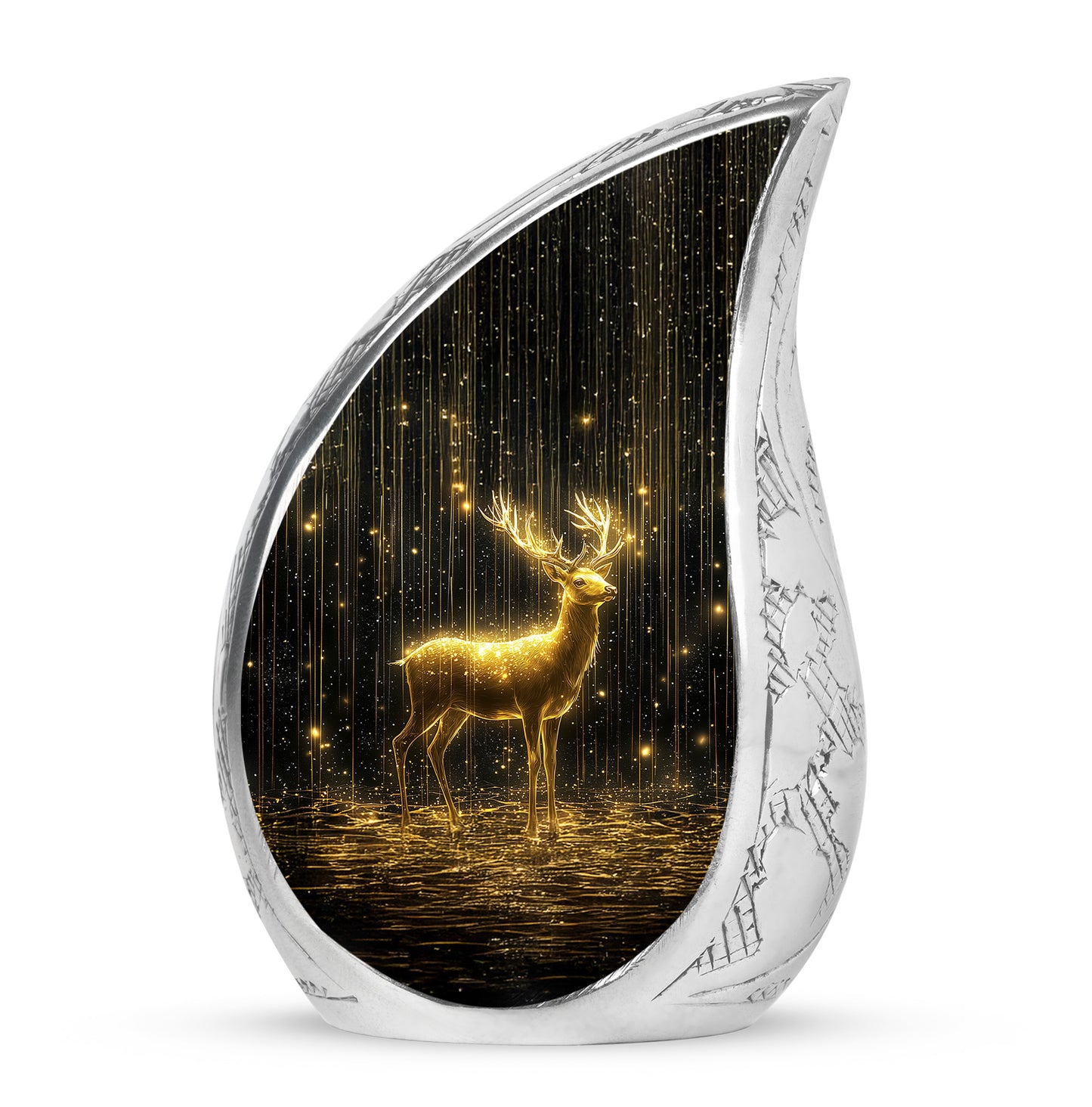 Resplendent Black Deer Cremation Urn for Ashes - 10-inch, 200 cu in - Yatskia