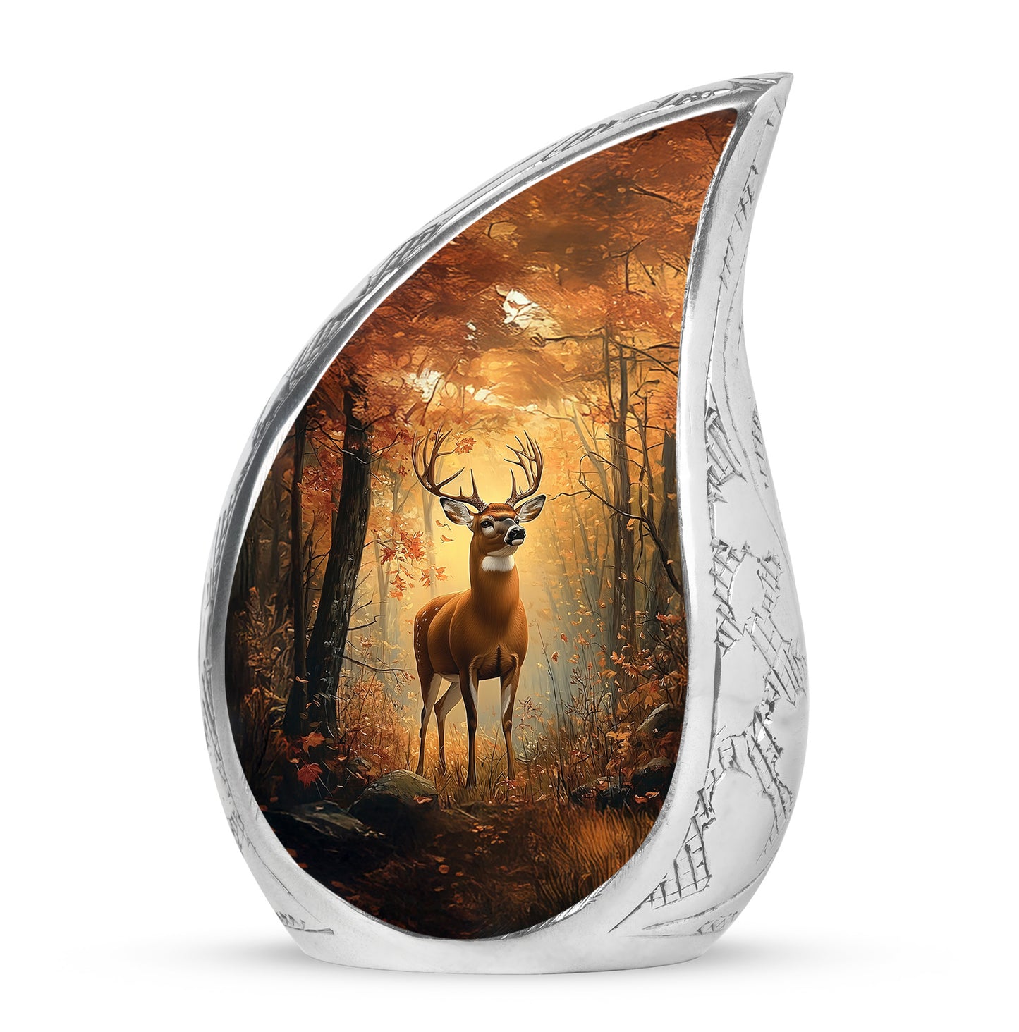 Personalized Deer Cremation Urns - Pristine Gold 10-inch, 200 cu in - Yatskia