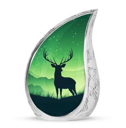 Personalized Green Deer Cremation Urns for Ashes - Peaceful 10-inch - Yatskia