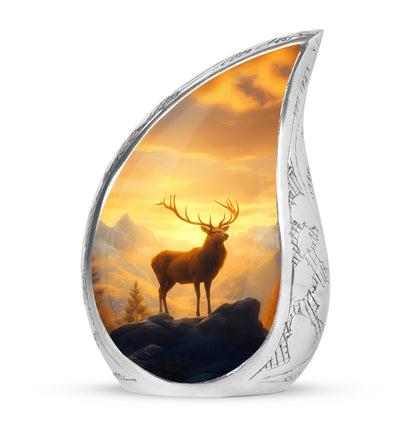 Gold Exquisite Deer Memorial Urn for Ashes - 10-inch, 200 cu in - Yatskia