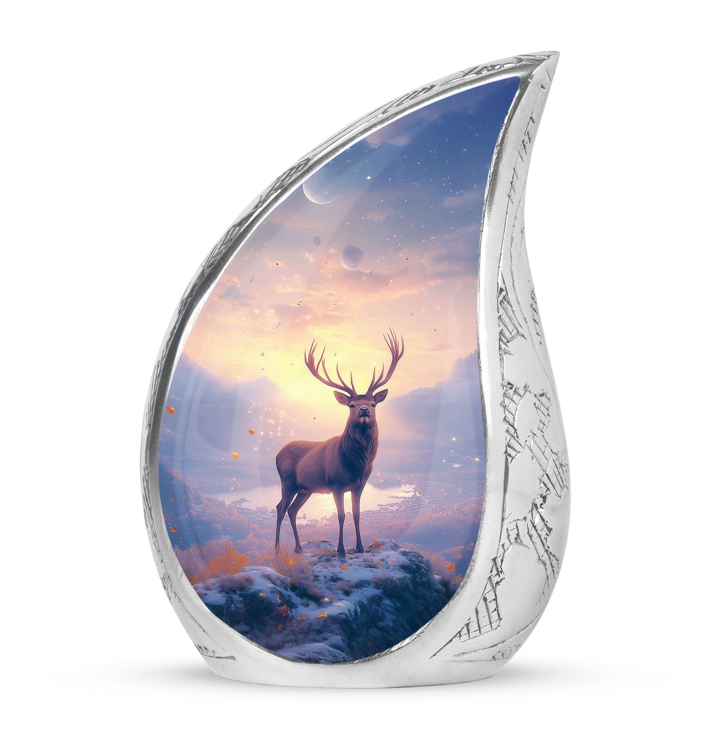 Lustrous Deer Cremation Urns for Human Ashes - Red 10-inch - Yatskia