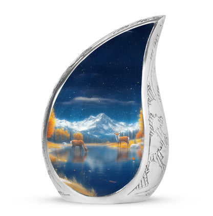 Radiant Deer Memorial Cremation Urns - Blue 10-inch, 200 cu in - Yatskia