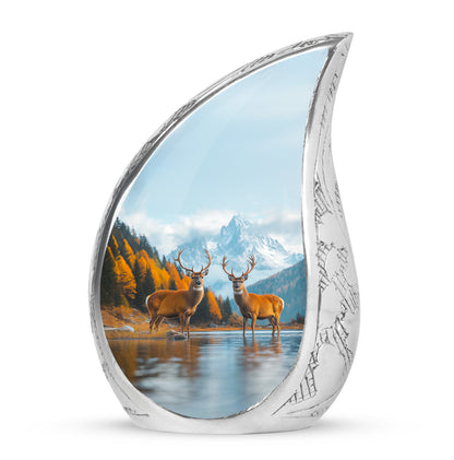 Personalized Magnificent Deer Cremation Urns - Blue 10-inch, 200 cu in - Yatskia