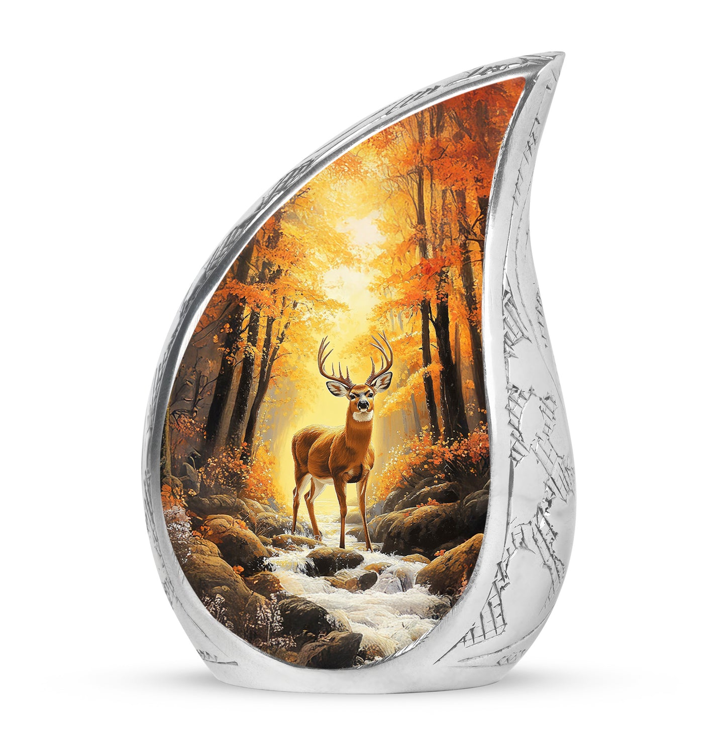 Gold Serene Deer Memorial Urn for Ashes - 10-inch, 200 cu in - Yatskia