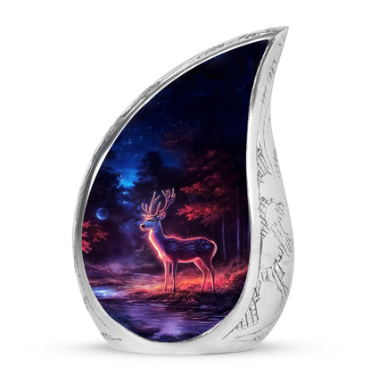 Personalized Refined Deer Cremation Urns - Black 10-inch, 200 cu in - Yatskia