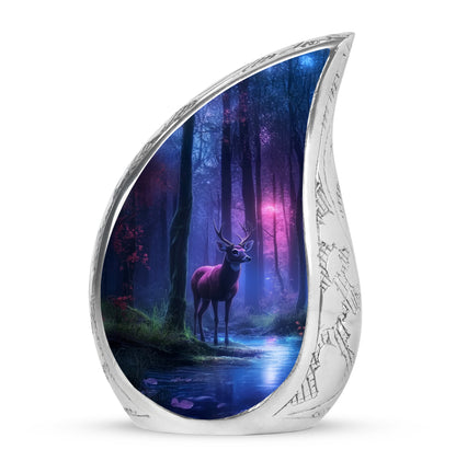 Personalized Magnificent Deer Cremation Urns - Blue 10-inch, 200 cu in - Yatskia