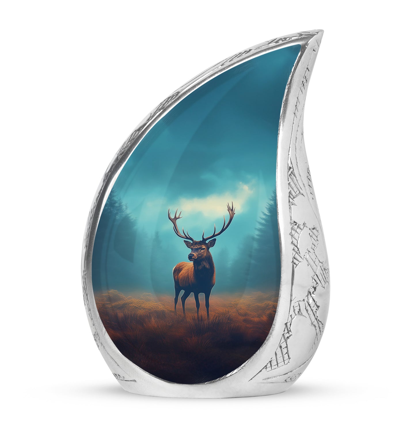 Teal Deer Devotion Cremation Urns for Human Ashes - 10-inch, 200 cu in - Yatskia