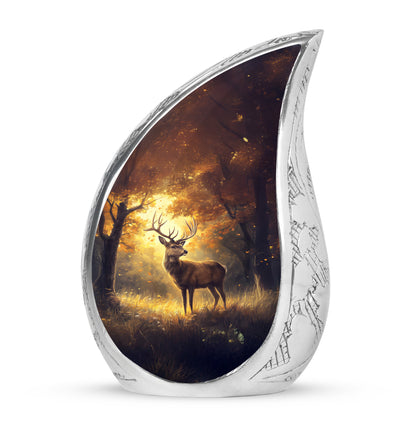 Gold Venerable Deer Cremation Urns for Human Ashes - 10-inch, 200 cu in - Yatskia