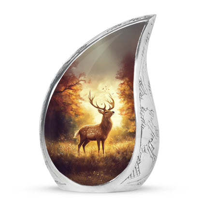 Red Venerable Deer Cremation Urns for Human Ashes - 10-inch, 200 cu in - Yatskia