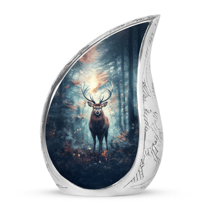 Luminous Blue Deer Comfort Urn for Human Ashes - 10-inch, 200 cu in - Yatskia