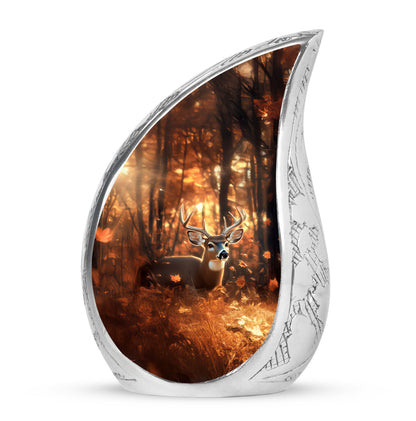 Gold Deer Journey Cremation Urns for Human Ashes - 10-inch, 200 cu in - Yatskia