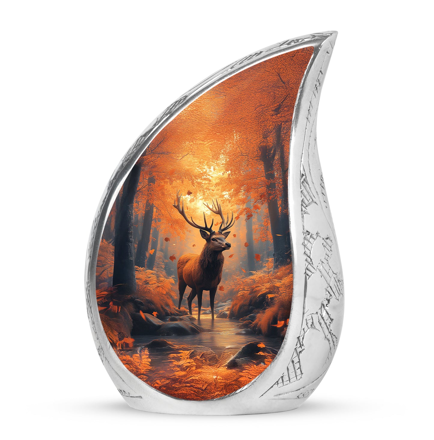 Gold Deer Celebration Cremation Urns for Human Ashes - 10-inch, 200 cu in - Yatskia