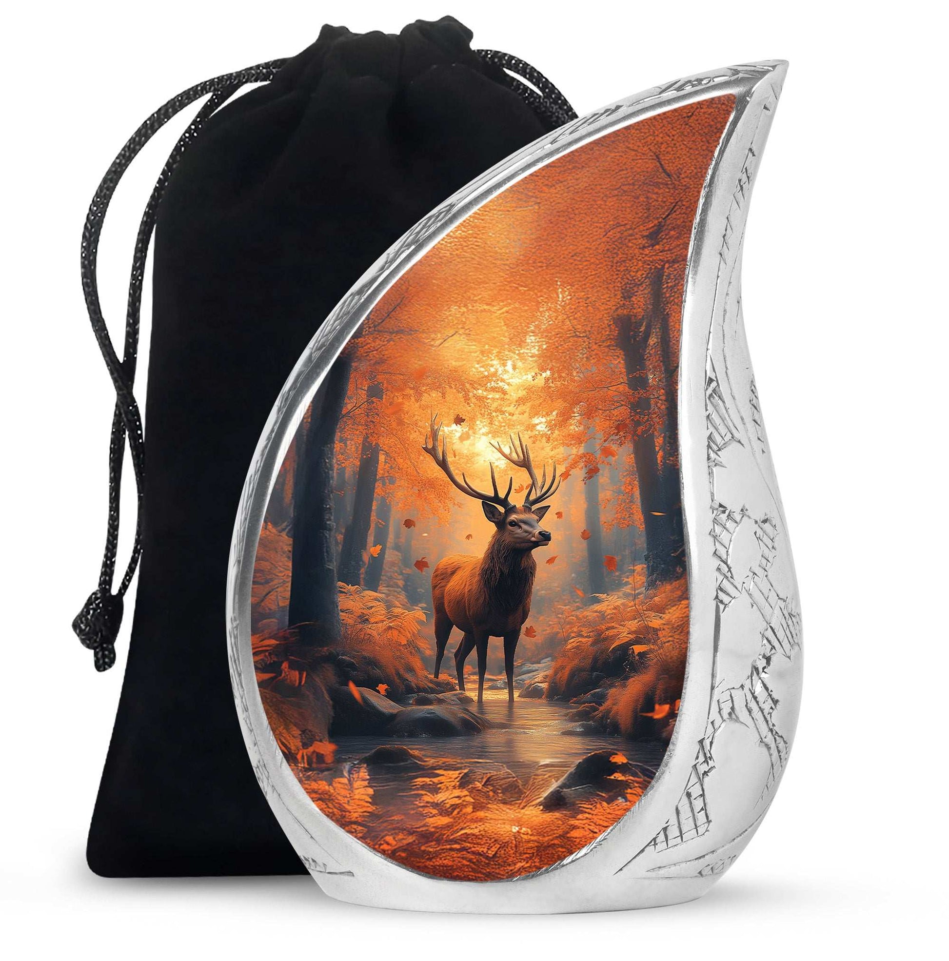 Deer Cremation Urn For Mom – Autumn Forest Tribute Urn For Female