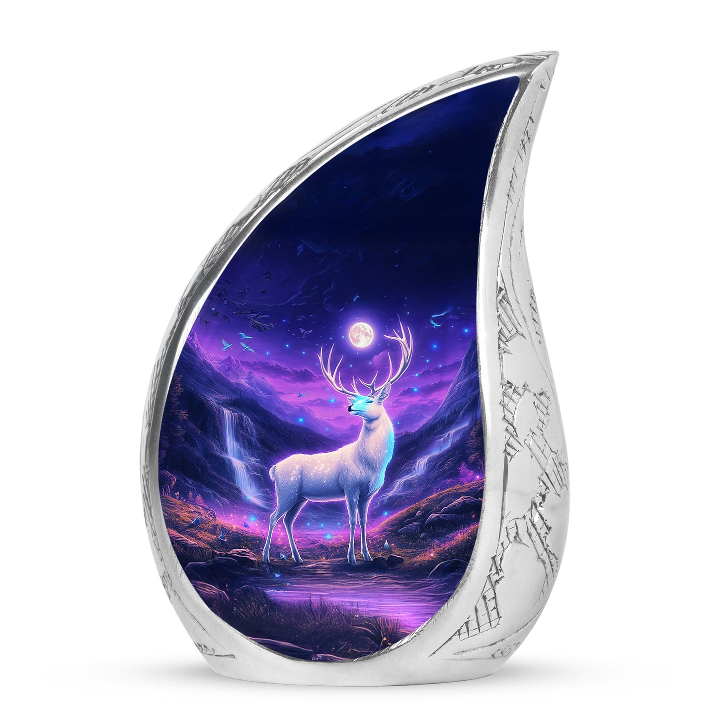 Remarkable Deer Memorial Cremation Urns - Blue 10-inch, 200 cu in - Yatskia